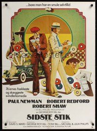 7a203 STING Danish '74 different artwork of con men Paul Newman & Robert Redford by Moll!