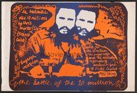 7a026 CUBA: BATTLE OF THE 10,000,000 English double crown '71 cool silkscreen art of Fidel Castro!