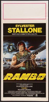 7a453 FIRST BLOOD Italian locandina '82 artwork of Sylvester Stallone as John Rambo by Casaro!