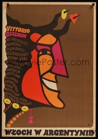 7a252 GAUCHO Polish 23x33 '65 Vittorio Gassman, strange Jerzy Flisak artwork!