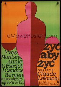7a275 LIVE FOR LIFE Polish 23x33 '68 Claude Lelouch, Yves Montand, Candice Bergen, Annie Girardot!