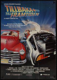 7a060 BACK TO THE FUTURE Swedish '85 Robert Zemeckis, different art of Michael J. Fox & Delorean!