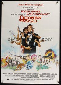 7a070 OCTOPUSSY Swedish '83 art of sexy Maud Adams & Roger Moore as James Bond by Daniel Gouzee!