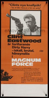 7a081 MAGNUM FORCE Swedish stolpe '73 Clint Eastwood is Dirty Harry pointing his huge gun!