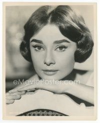 7b003 AUDREY HEPBURN 8x10 still '57 c/u resting her head on her hand from Love in the Afternoon!