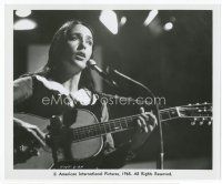 7b129 BIG T.N.T. SHOW 8x10 still '66 c/u of Joan Baez playing guitar & singing into microphone!