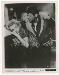 7b033 BUS STOP 8x10 still '56 Don Murray looks at sexy Marilyn Monroe leaning on juke box!