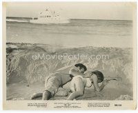 7b205 DR. NO 8x10 still R65 Sean Connery as James Bond & Ursula Andress taking cover on beach!