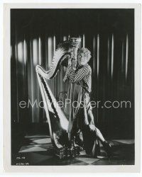7b210 DUCK SOUP 8x10 still '33 great full-length image of Harpo Marx hugging giant harp!