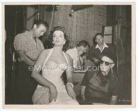 7b248 FRENCH LINE candid 8x10 key book still '54 choreographer fastens Jane Russell's gown by Kahle