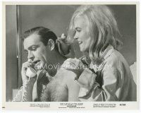 7b273 GOLDFINGER 8x10 still '64 barechested Sean Connery as James Bond with sexy Shirley Eaton!