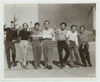 7b300 HUMPHREY BOGART candid 8x10 still '38 smiling in wacky line-up with the six Dead End Kids!