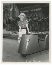 7b314 IT HAD TO BE YOU candid 8x10 still '47 Ginger Rogers on set with her personal motor scooter!