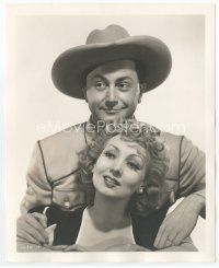 7b373 MAISIE deluxe 8x10 still '39 great c/u of pretty Ann Sothern and Robert Young in cowboy hat!
