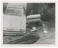 7b397 MONSTER ON THE CAMPUS 8x10 still '58 the beast finds unconscious girl after her car crashed!