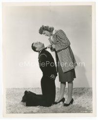 7b559 WITHOUT LOVE 8x10 still '45 Lucille Ball grabs kneeling sailor Keenan Wynn by his neck!