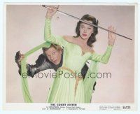 7b055 COURT JESTER color 8x10 still '55 wacky Danny Kaye hides behind pretty Glynis Johns!