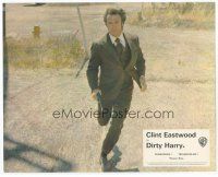 7b059 DIRTY HARRY English FOH LC '71 full-length Clint Eastwood running w/gun, Don Siegel classic