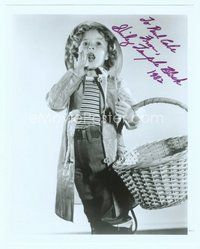 7c309 SHIRLEY TEMPLE signed 8x10 REPRO still '82 full-length in raincoat & hat holding basket!