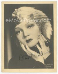 7c027 CLAUDETTE COLBERT signed deluxe 5.5x7 still '30s wearing cool headdress from Cleopatra!