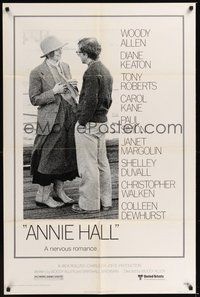 7d042 ANNIE HALL 1sh '77 full-length Woody Allen & Diane Keaton, a nervous romance!