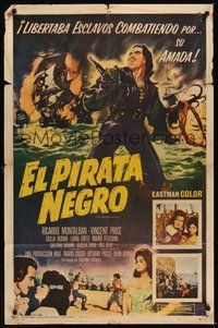 7d085 BLACK PIRATE Spanish/U.S. 1sh '63 Ricardo Montalban, Vincent Price, Giulia Rubini!