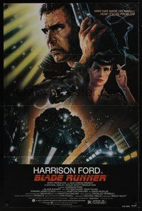 7d091 BLADE RUNNER 1sh '82 Ridley Scott sci-fi classic, art of Harrison Ford by John Alvin!