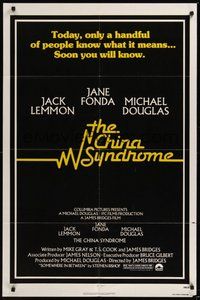 7d148 CHINA SYNDROME 1sh '79 Jack Lemmon, Jane Fonda, Michael Douglas, soon you will know!