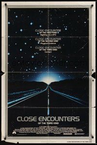 7d160 CLOSE ENCOUNTERS OF THE THIRD KIND silver border 1sh '77 Steven Spielberg sci-fi classic!