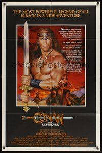 7d172 CONAN THE DESTROYER 1sh '84 Arnold Schwarzenegger is the most powerful legend of all!