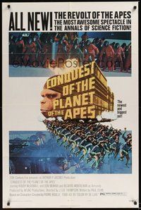 7d175 CONQUEST OF THE PLANET OF THE APES style B 1sh '72 Roddy McDowall, the revolt of the apes!