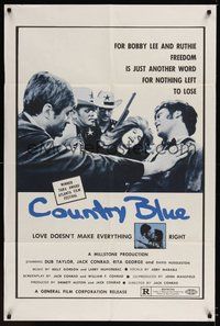 7d178 COUNTRY BLUE 1sh '73 Dub Taylor, Jack Conrad, love doesn't make everything right!