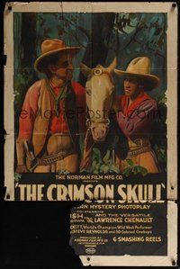 7d186 CRIMSON SKULL 1sh '21 great stone litho of cowboys Anita Bush & Lawrence Chenault!