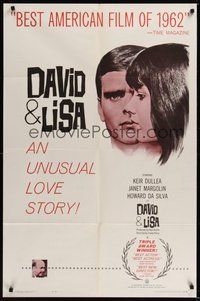 7d198 DAVID & LISA 1sh '63 Kier Dullea, Frank Perry mental hospital drama!