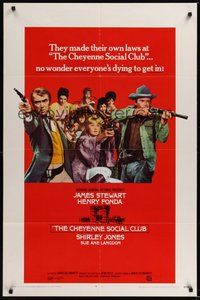 7d147 CHEYENNE SOCIAL CLUB 1sh '70 Jimmy Stewart & Henry Fonda & ladies of the night!