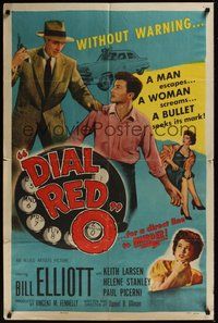7d213 DIAL RED O 1sh '55 a man escapes, a woman screams, a direct line to MURDER!