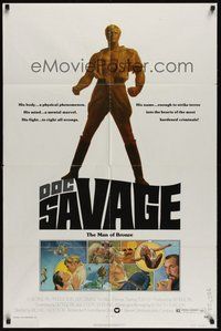 7d229 DOC SAVAGE 1sh '75 Ron Ely is The Man of Bronze, written by George Pal!