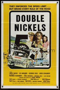 7d239 DOUBLE NICKELS 1sh '77 Jack Vacek, Ed Abrams, cool police car chase art!
