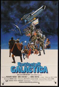 7d063 BATTLESTAR GALACTICA English 1sh '78 great sci-fi art by Robert Tanenbaum!
