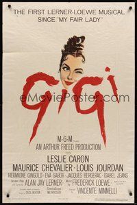 7d326 GIGI 1sh '58 art of winking Leslie Caron, Best Director & Best Picture winner!