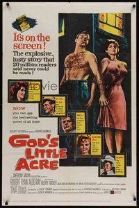 7d334 GOD'S LITTLE ACRE 1sh '58 barechested Aldo Ray & half-dressed sexy Tina Louise!