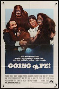 7d336 GOING APE 1sh '81 great image of Tony Danza & Danny DeVito with orangutans!