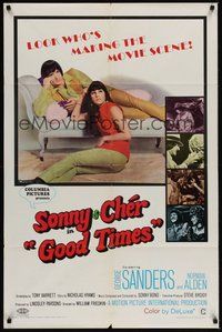 7d342 GOOD TIMES 1sh '67 first William Friedkin, great image of young Sonny & Cher on couch!