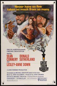 7d347 GREAT TRAIN ROBBERY 1sh '79 art of Sean Connery, Sutherland & Lesley-Anne Down by Tom Jung!