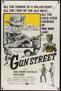 7d356 GUN STREET 1sh '61 James Brown checking his revolver, Jean Willes!