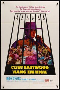 7d362 HANG 'EM HIGH 1sh '68 Clint Eastwood, they hung the wrong man & didn't finish the job!