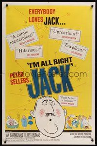 7d429 I'M ALL RIGHT JACK 1sh '60 everybody loves Peter Sellers, English!