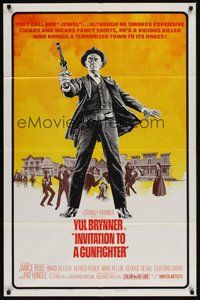 7d450 INVITATION TO A GUNFIGHTER 1sh '64 vicious killer Yul Brynner brings a town to its knees!