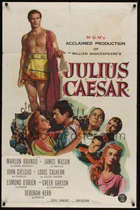 7d471 JULIUS CAESAR 1sh '53 Marlon Brando, James Mason & Greer Garson, Shakespeare!
