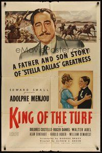 7d484 KING OF THE TURF 1sh '39 Adolphe Menjou, Dolores Costello & Roger Daniel, horse racing!